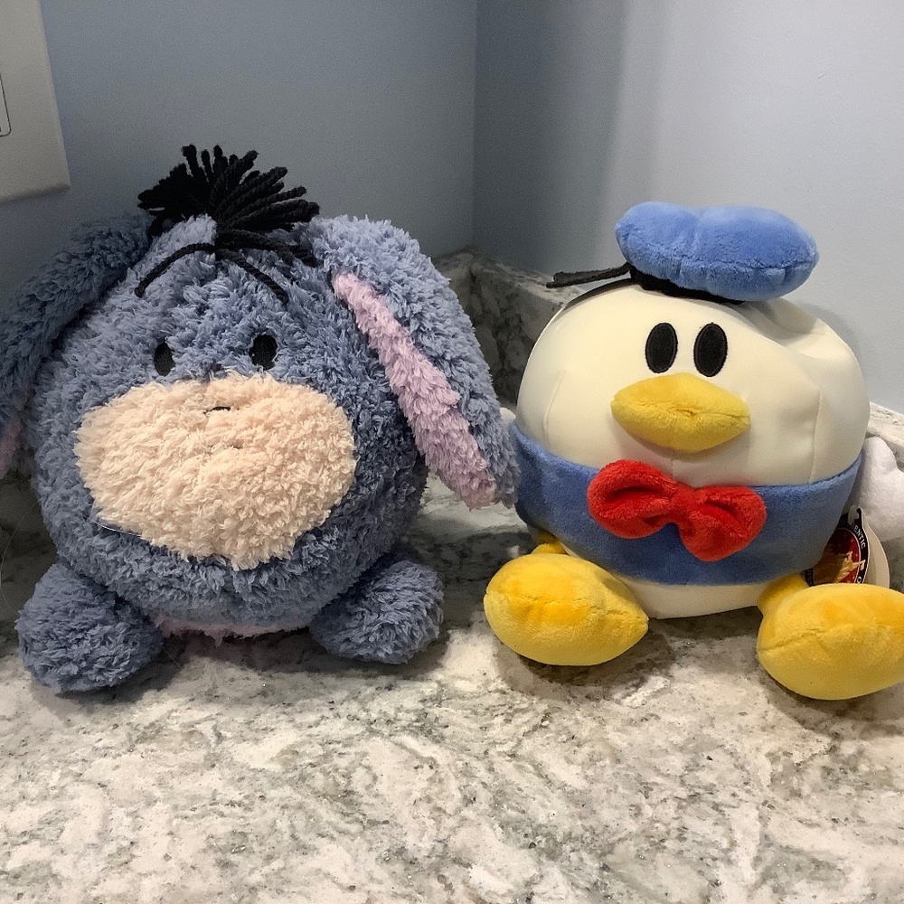 Disney Parks Donald Duck & Eeyore 5-7” Round Ball Plush